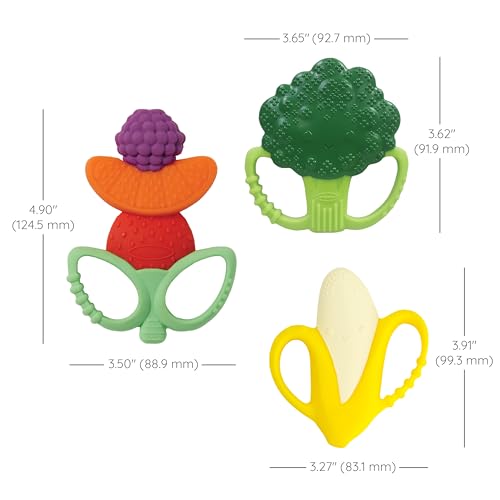 Image of Infantino Lil' Nibbles Textured Silicone Teether Banana, Broccoli, Fruit Kabob