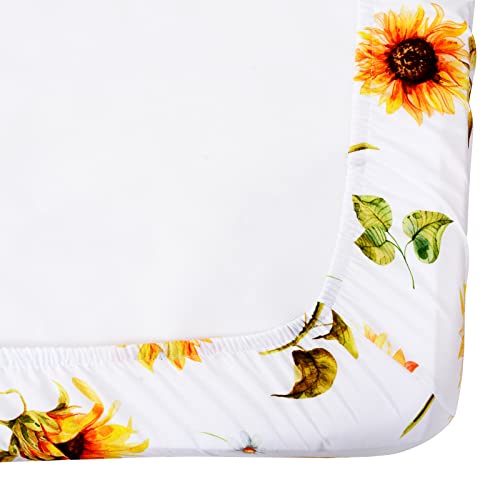 Image of Cloele Sunflower Fitted Crib Sheet,Toddler Sheet for Baby Girls,52x28in