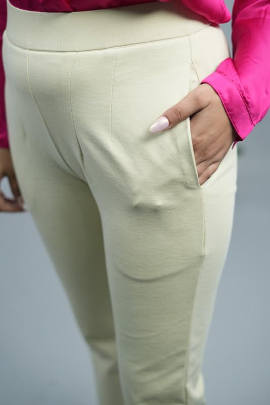 Image of Mlada Bootcut Flare Pants for Women Stretch Cotton Knit Boot Cut Mid Waist Flared Trouser Elastic Waist Band Utility Pockets for Formal Office Work Wear,Travel-Regular /Plus Size