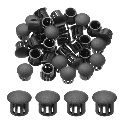 Image of MECCANIXITY 100PCS 10mm(3 /8 inch) Black Plastic Hole Plugs, Flush Type Panel Hole Plugs Insert End Caps for Locking Hole Tubes Furniture Cabinet
