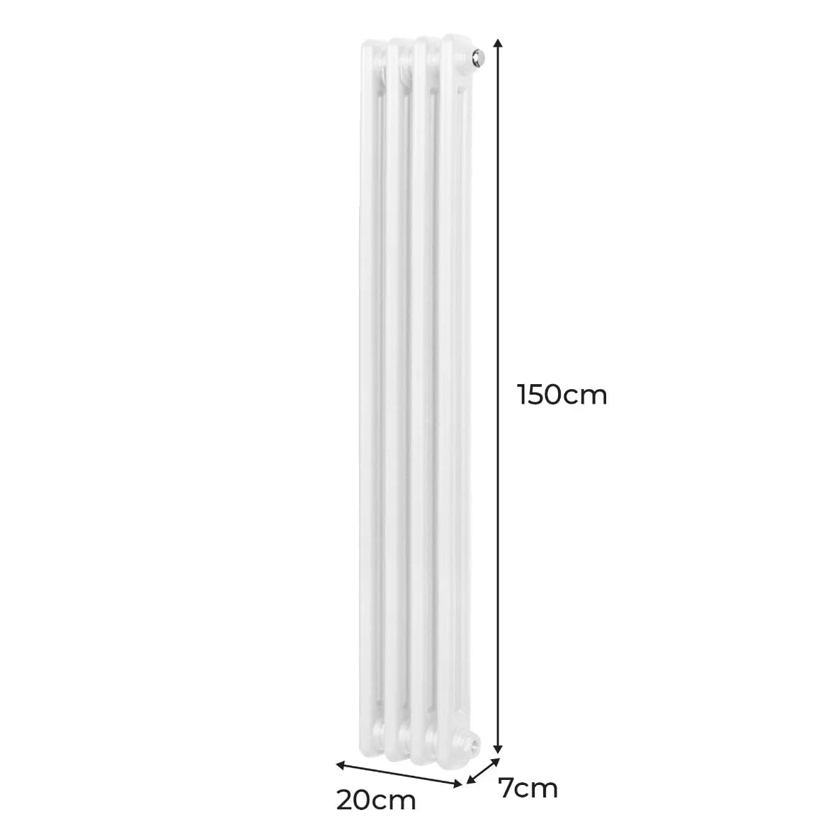 Tradycyjny grzejnik 2-kolumnowy 1500 mm x 202 mm nowoczesny grzejnik centralny z połyskiem biały stal węglowa pionowy montowany na ścianie kuchnia salon łazienka szczotka do czyszczenia zestaw