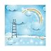 Aoihrraan 2 x 2 m kreskówka tęcza tło urocze chmury drewniana drabina marzycielska noc niebo gwiazdy fotografia tło baby shower baner dzieci tort urodzinowy dekoracje na stół portret zdjęcie studio rekwizyty