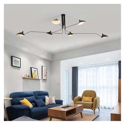 Lustre moderne vintage industriel noir 6 lampes pour maison