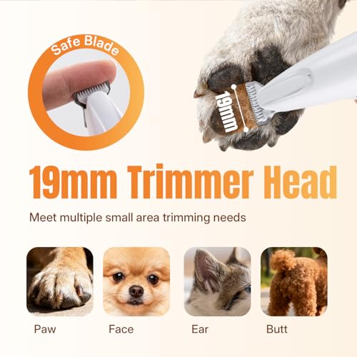 Mcbazel 2-in-1 Pet Paws Trimmer with LED Light, Rechargeable Dog/Cat Hair Shaver Grooming Clipper, Electric Cat/Dog Nail Grinder, Pet Razor for or Eyes, Ears,Face Small Areas - Image 4