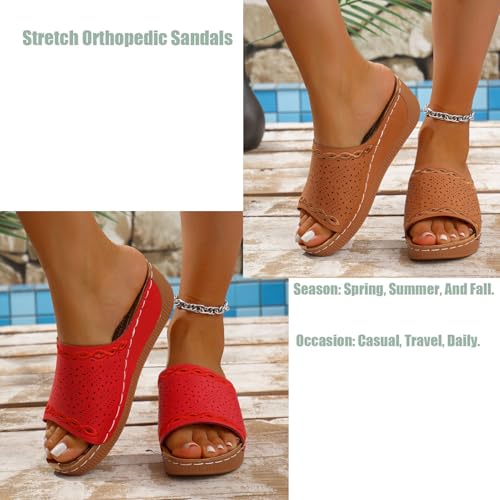2025 Women's Comfortable Orthopedic Sandals,Arch Support Wedge Sandals,Breathable Summer Platform Walking Slides3