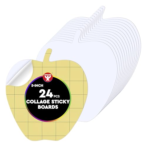 Image of Hygloss Sticky Apple Craft Boards - 24 Pack 5-Inch Self Stick Collage Boards for Kids - Peel & Stick Mounting Boards for Art Projects, School Crafts, Classrooms, and DIY Displays