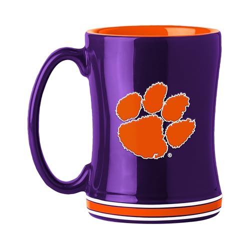 Image of Logo Brands NCAA Clemson Tigers 14oz Ceramic Relief Coffee Mug - Officially Licensed Mug, Sculpted 3D Logo and Team Colors - Comfortable Handle and Glossy Finish for College Sports Fans