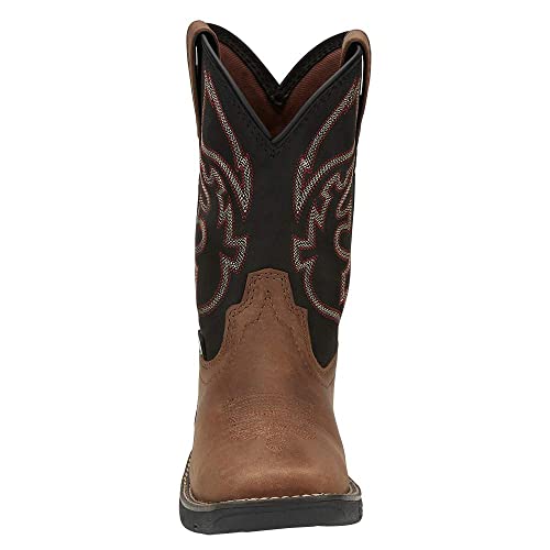 Justin Youth Rush Junior Wide Square Toe Black Cowhide Western Boot2