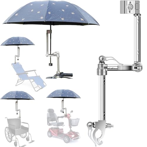 Universal Umbrella Holder Mount, Adjustable Clamp Bracket for Beach Chair, Bike, Golf Cart, Wheelchair, Mobility Scooter