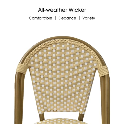 Image of PURPLE LEAF French Dining Chairs Set of 4, Armless, Bamboo Finish, Yellow