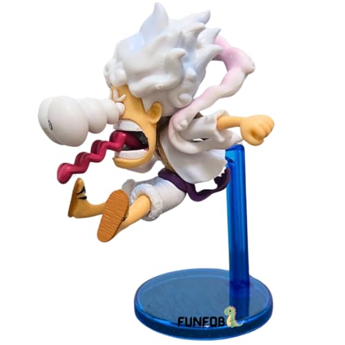 Image of Blue Aura Monkey D Luffy Gear 5 Action Figure Height-11cm Mini Version Anime Figure | Luffy Mini Big Eye- Blue Stand