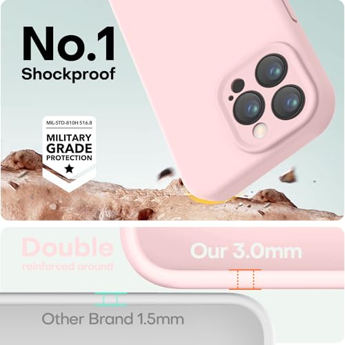 Image of LOVE 3000 Designed for iPhone 15 Pro Max Case, Premium Silicone with [Soft Anti-Scratch Microfiber Lining] Shockproof Protective Phone Case for Men Women Girls 6.7 inch, Chalk Pink