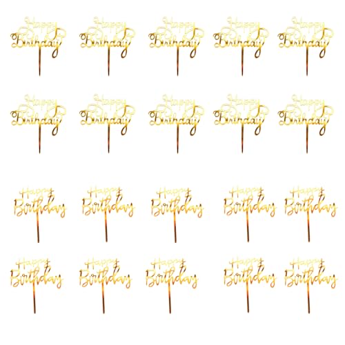 Image of 2packs Cake Toppers For Cake Decoration, 20pcs Happy Birthday Cake Topper For Party Supplies, Cake Decorating Items Toppers For Birthday Celebration, Modern Birthday Decoration For Kids, Adults