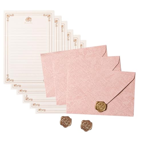 アンティーク文房具便箋と封筒セット 6 裏地筆記 3 マッチング封筒 3 シールスタンプステッカースムーズな書き込み