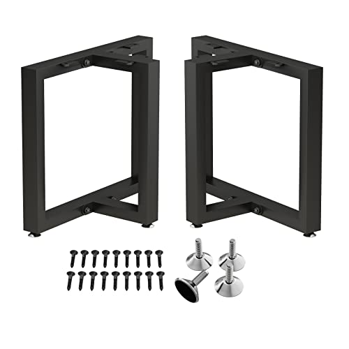 Image of HOMEKAYT Metal Coffee Table Legs 16''x 11'' - Heavy Duty for Bench, TV Stand - Set of 2 - Black