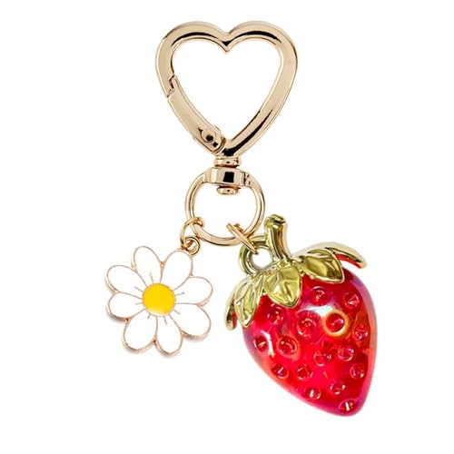 Moguri Dulce fresa llavero aesthetic bolso colgante kawaii llavero con corazón flor...