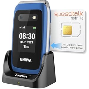 Mosthink 4G Unlocked Flip Cell Phone for Senior with Speed Talk SIM Card, SOS Big Button Basic Cell Phone for Elderly, 2.4” HD Display, Big Volume, 1450mAh Battery with Charging Dock (Blue)