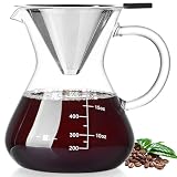 Unbreakable - Pour Over Coffee Maker with Double Stainless Filter 17oz, Thickened Heat-Resistant Borosilicate Glass Dripper Coffee Pour Over, Stovetop Safe