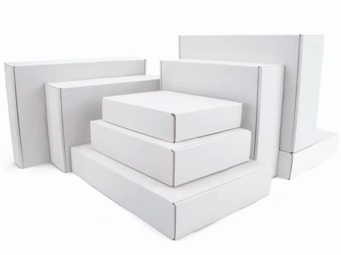 50 sztuk małych pudełek wysyłkowych, 33 x 30 x 5 cm, poczta falista, karton YUNSY-BOX biały, dla małych firm