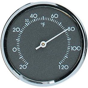 Analog Thermometer 1.75 in. Diameter Round with Gray Scale and Chrome Bezel