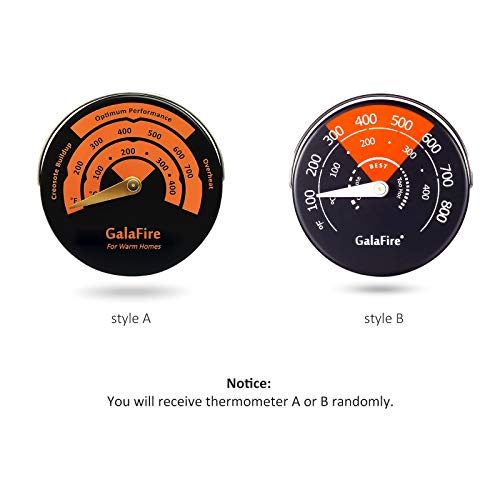 GALAFIRE [ 2 Years Eco Heat Powered Wood Stove Fan for Gas/Pellet/Log/Wood Buring Stoves, Fireplace Fan 4 Blade Black + Stove Thermometer