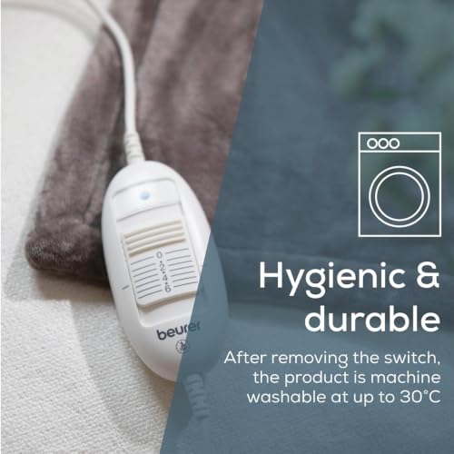 Image of Beurer German Engineering HD 75 Electric Overblanket I Fast Heating Throwblanket I German Engineering I 6 Temperature Levels I Auto Shut-Off I Machine Washable 30C I Overheat Protection I OEKO-TEX Certified I Removable Switch I Power of 100W I 3-Year Warranty