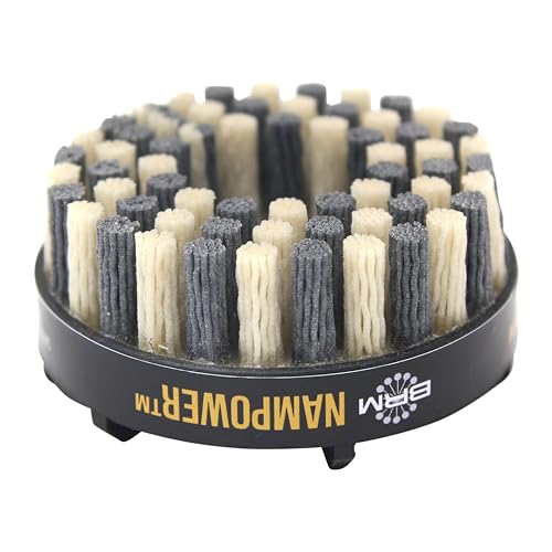 Image of Brush Research ADD8018120 Nampower Dot Style Abrasive Disc Brush, Combination Silicon Carbide /Ceramic Filament, 80mm Diameter, 18mm Bristle Length, 120 Grit (Pack of 1)