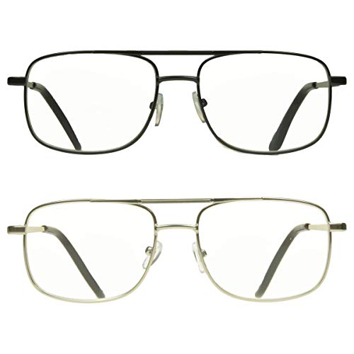 proSPORT 2 Pack Progressive Multifocal Reading Glasses 3 in 1 Men and Women +1.50 Rectangular Aviator Metal Framed