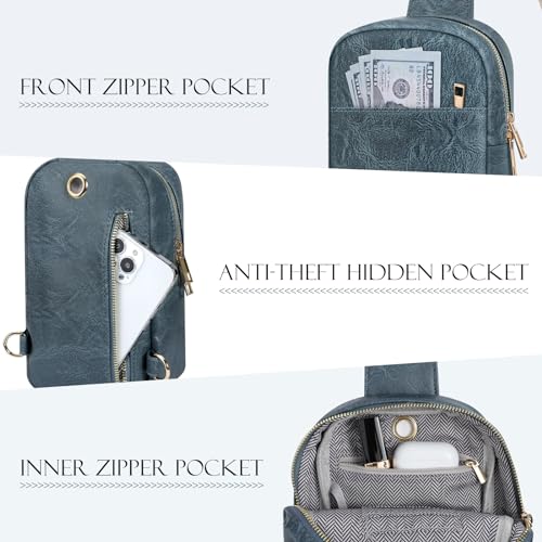 MoKo Vegan Leather Sling Bag - Small Trendy Casual Detachable Shoulder Strap Crossbody Bags for Women and Men Hiking Travel4