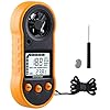 Digital Anemometer, LEERCHUANG Air Flow Meter with Backlight LCD, Wind Gauge Air Flow Velocity Measurement with Thermometer, Wind Measuring Tool for Sailing/Surfing/Fishing - Yellow