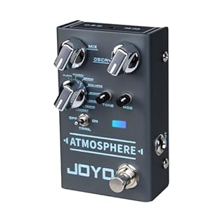 JOYO Atmosphere features 9 built-in digital reverb types, including SPRING, CHURCH, PLATE, EKO-VERB, SHIMMER, COMET, REWIND, FOREST, PULSE, apart from the traditional MIX, DECAY and TONE adjustment. It has modulation effects depth control dedicated f...