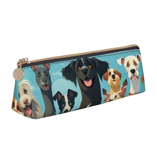 FZQVSLCM 筆箱 レザー ペンバッグ 旅行 メイクバッグ 犬の大規模なグループ トイレタリーバッグ ポータブル コスメバッグ 小銭入れ