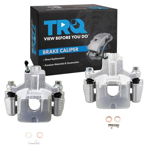 Image of TRQ Rear Driver and Passenger Side Brake Caliper Set Caliper Brackets Hardware Compatible with 00-05 Toyota Avalon
