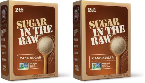 Image of Sugar In The Raw Premium Cane Sugar, 2 lb. Box, Non-GMO Project Verified, Kosher, Vegan and Gluten Free Cane Sugar (Pack of 2)