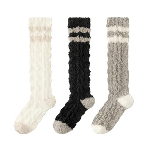 Coral fleece socks winter with added fleece and thickened floor socks, autumn and winter home stockings US Size 6-10