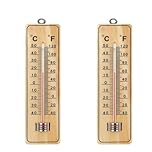 2 Pack Wall Thermometer – Indoor Outdoor Temperature Gauge | Dual Scale °C/°F | Room, Garden, Patio, Greenhouse, Office Thermometer | Easy-to-Read Analog Design