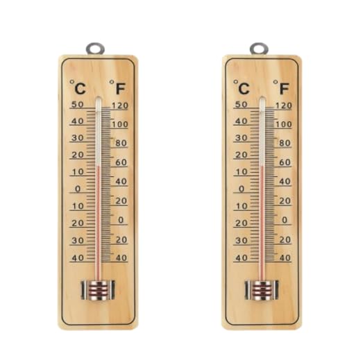 2 Pack Wall Thermometer Indoor Outdoor Temperature Gauge | Dual Scale C/F | Room Garden Patio Greenhouse Office Thermometer | Easy-to-Read Analog Design