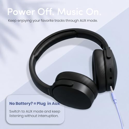 Image of GameSir BeatXtra Wireless Stereo Bluetooth Headphones V5.3, Over Ear Foldable Headset with 40mm Drivers, Soft Cushioned Ear Pads, Built-in Mic, AUX Input, 10M Wireless Range, Teen & Adults (Black)