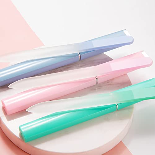 Glass Nail File 3 Pack,Nail File,Glass Nail File With Case,Fingernail Files For Natural Nail Double Sided Etched Glass Filer Professional Manicure Nail Tool Czech Glass,Unique Gifts For Women Girls #TOP1