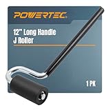 POWERTEC 12' Long Handle J Roller, 1-1/2 Inch Diameter, 3 Inch Wide, Laminate & Veneer Rubber Roller Tool for Edge Banding, Wall Coverings, 1PK (71010)