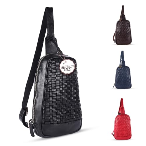 Genuine Leather Crossbody Shoulder Bag – Premium Unisex Everyday Bag with Adjustable Strap, Compact Yet Spacious for Travel, Work & Daily Use – Black