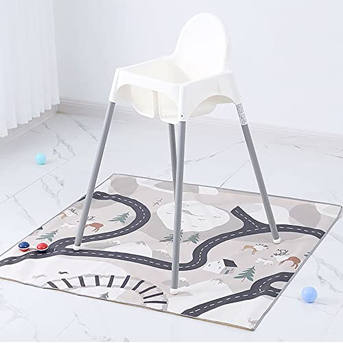 Baby Splat Mat for Under High Chair - WWaterproof and Washable Eating Mat for Toddlers&Kids, Portable Play Mat and Table Cloth 51 inch (Forest)