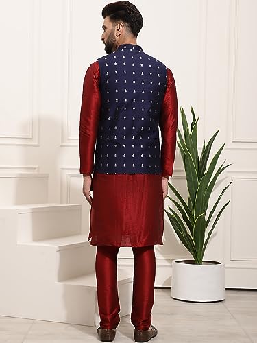 Image of SOJANYA (Since 1958 Men's Silk Blend Kurta Pyjama & Printed Nehru Jacket Combo