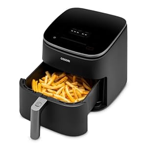 COSORI Heteluchtfriteuse XXL, 6 liter airfryer, heteluchtfriteuse met 5 snelheden en 9 functies, 30°-230°, 87 online en 30 papieren recepten, 96 kookkaarten, energiebesparing, compact