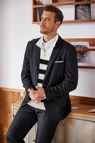 Image of COOFANDY Men's Quarter Zip Up Sweaters Slim Fit Lightweight Mock Pullover