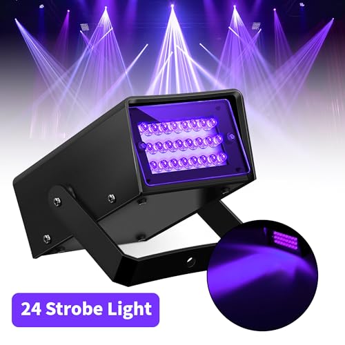 Image of ENUOLI Mini LED Strobe Light Purple Color 24 Super Bright LED Party Light | Variable Speed Control Mini LED Strobe Light for Christmas Club Stage Light Effect DJ Disco Bar Party Halloween(Purple Color)