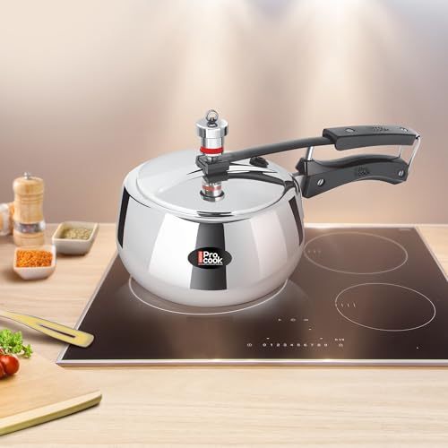 Image of Milton Pro Cook Induction Cookware & Gas Stove Friendly Triply Stainless Steel Curve Pressure Cooker with Inner Lid 2 Litre | Gasket Release System | Hot Plate & Flame Safe | 5 Year Warranty | Silver