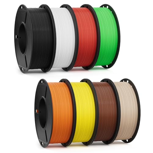 Image of Rapid PLA Plus Filament 1.75mm 8 Pack 250g Bundle, High Speed 3D Printer Filament Up to 600mm /s, PLA+ Filament Dimensional Accuracy + /- 0.02 mm, Black /White /Red /Green /Orange /Yellow /Brown /Beige