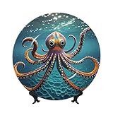 COWMGHLDFL Plato decorativo de porcelana china de hueso de pulpo gigante con soporte de exhibición, plato decorativo de porcelana para colgar en casa, oficina, decoración de pared