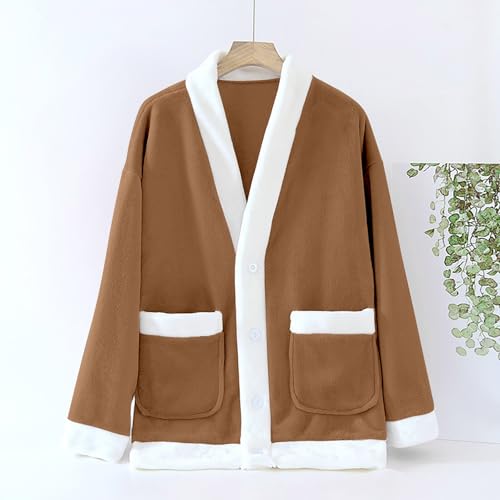 Cardigan de lana largo para mujer en color liso con manga larga 3